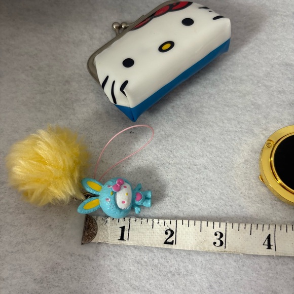 SOLD SET OF 3 HELLO KITTY Kiss Lock Pouch Keychain Bag Gold Hanger Bunny Charm - Picture 6 of 15